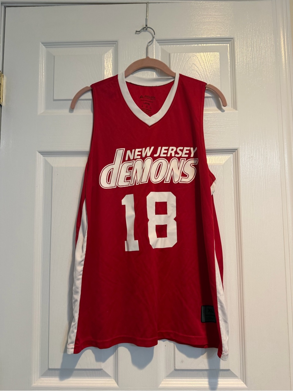 Augusta Sportswear Red & White New Jersey Demons #18 Basketball Jersey